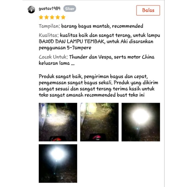 Lampu Led Lampu Utama Suzuki Thunder, Vespa Headlamp S2 H-6 BA20D Besar Kuning-Putih