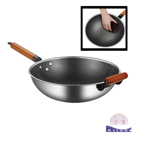 Wajan Stainless Stell Gagang Samping / Gagang panjang/ Wajan BX Anti lengket/ kuali penggorengan/ wok pan