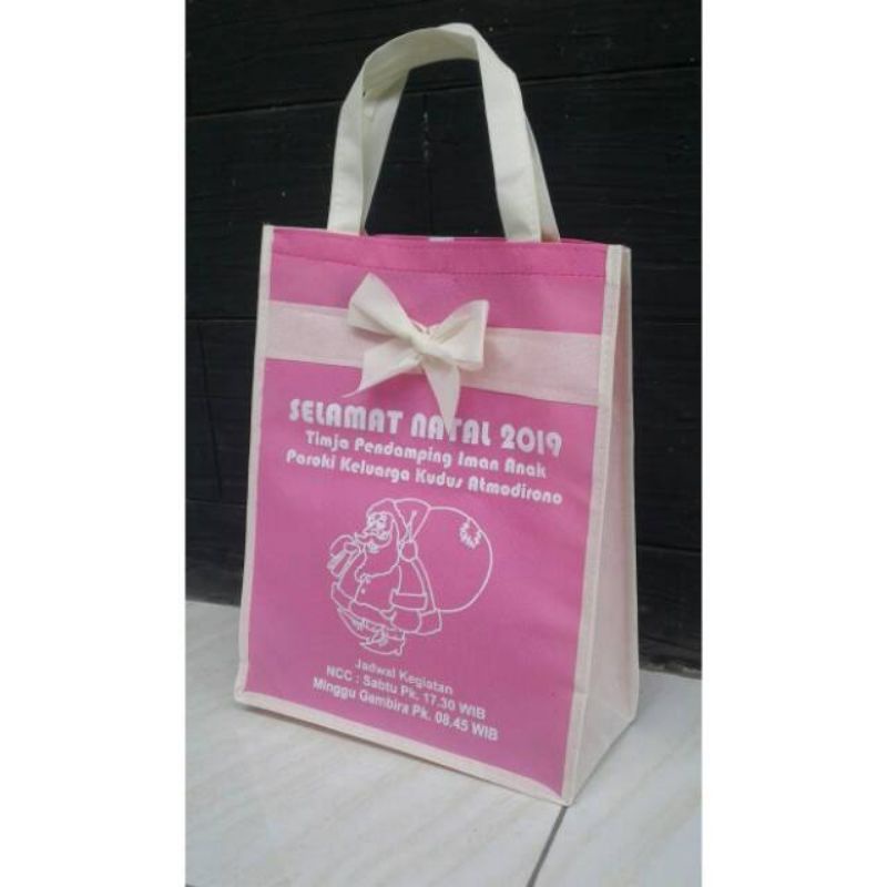 

tas souvenir natal spunbond custom sablon nama