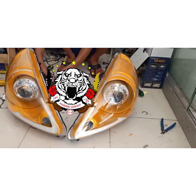 Headlamp Honda Jazz GD3 2004-2007.Lampu Depan Custom Honda Jazz GD3 Special Color Welcome Projector 