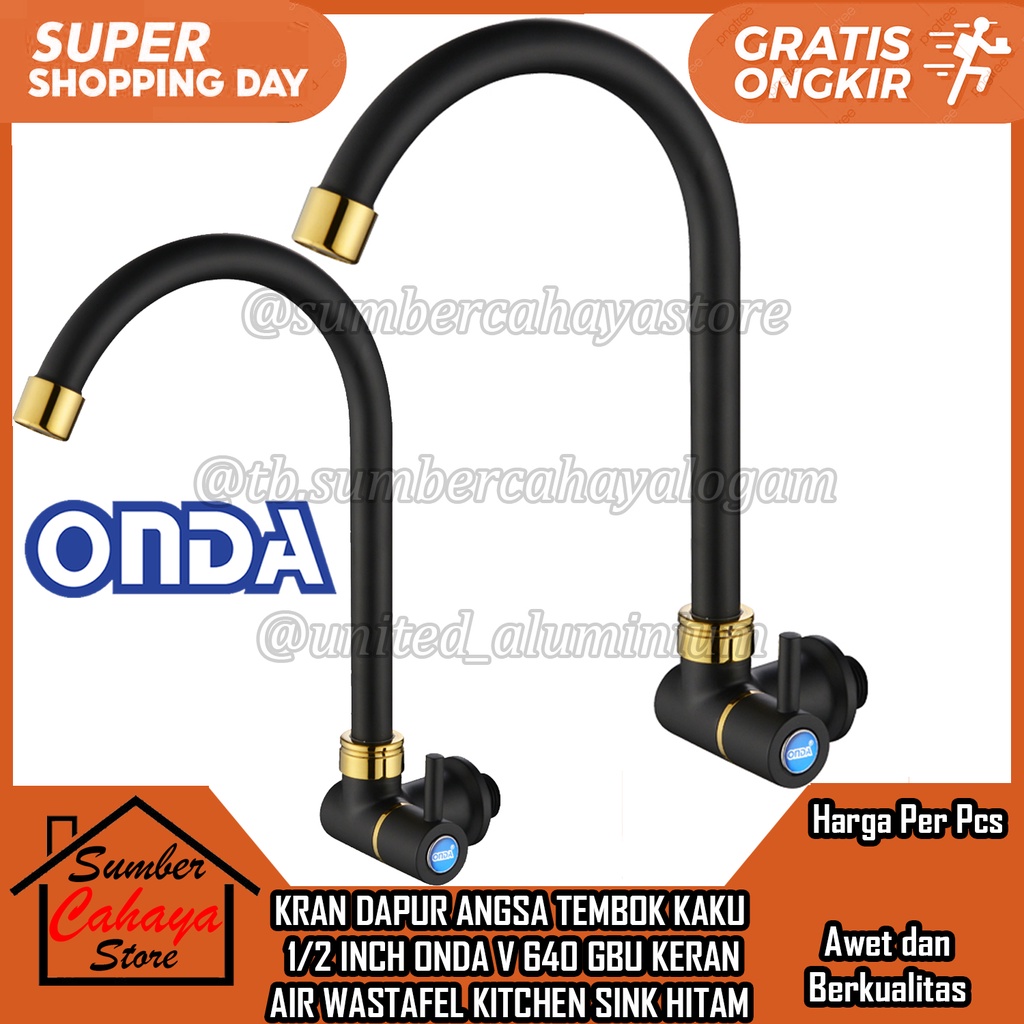 ONDA Kran Dapur Cuci Piring Angsa Tembok Kaku V 640 GBU 1/2” KERAN Wastafel Kitchen Sink LEHER AIR B