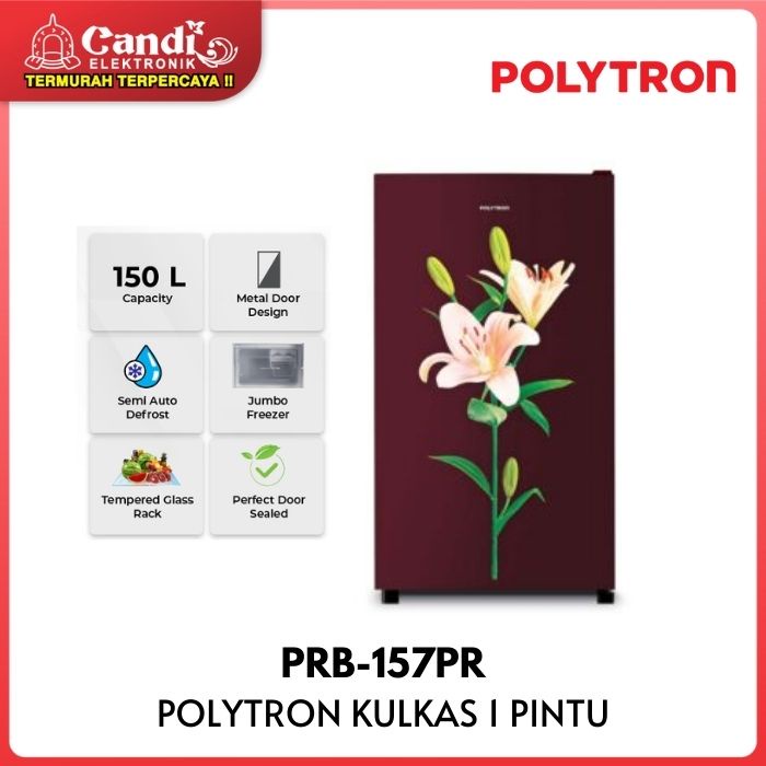 POLYTRON KUlkas 1 Pintu 150 Liter Metallic Series  PRB-157PR