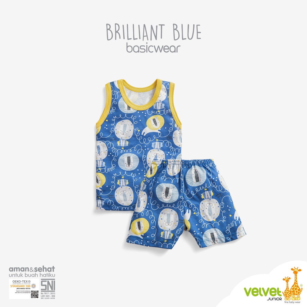 PROMO [ 3 Setel ] Velvet Junior KUTUNG Parade Of Joy Brilliant Blue Terbaru / Setelan Anak Unisex Baju Bayi Lengan Buntung Celana Pendek Terbaru | Bwr