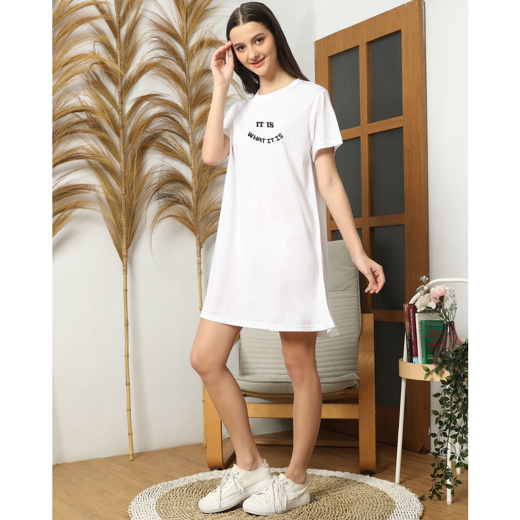 YOURSTYLE1119 - BASIC MINI DRESS IT IS WHAT IT IS TUNIK OVERSIZE TSHIRT KEKINIAN OVERSIZE