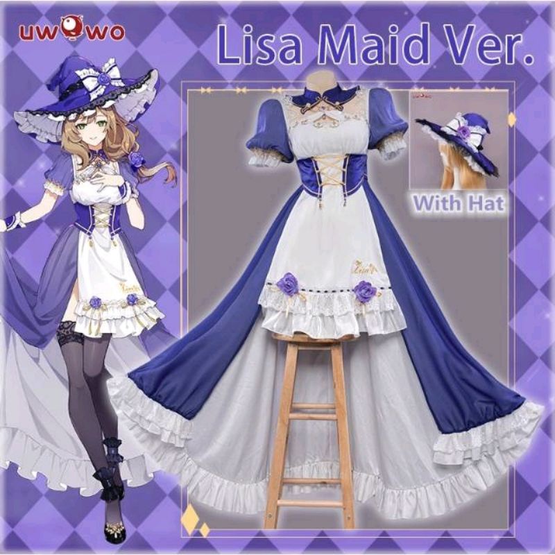 kostum Cosplay Lisa Permainan Genshin impact