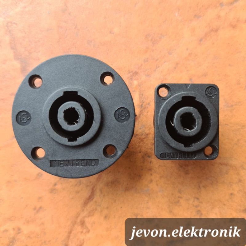 Soket Spikon BMA Hitam Bulat Kotak Newtrend Socket Speakon