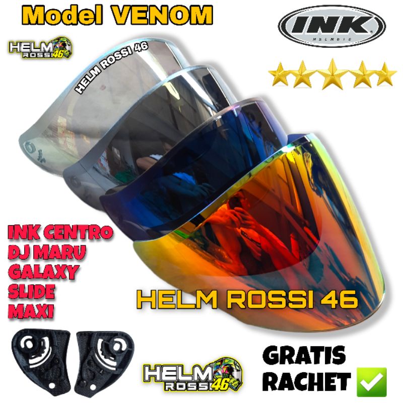 Kaca Visor INK CENTRO Dj maru Galaxy slide Iridium Blue Silver Gold Smoke Clear Bening Gratis rachet sepasang INKO