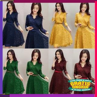 DISKON GEDE AKHIR TAHUN DRESS WANITA PESTA KONDANGAN BRUKAT BAJU GAUN MIDI DRESS CEWEK PEREMPUAN BRO