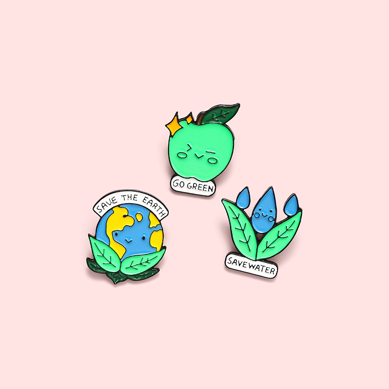 Bros Pin Enamel Desain Save The Earth Pelindung Pakaian Untuk Hadiah Anak