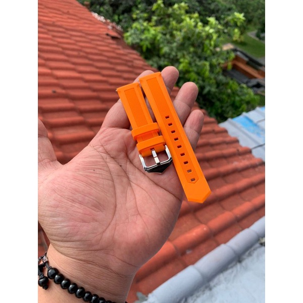 Strap Tali jam Tangan Silicon Oren Size 20MM model keren