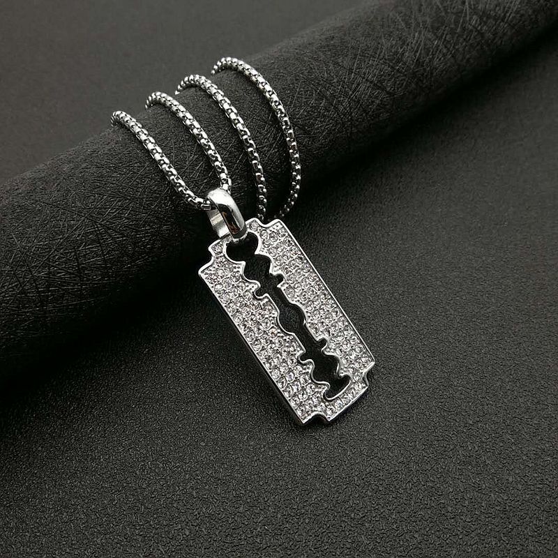 Kalung Rantai Liontin Pisau Lapis Emas Bahan Stainless Steel 316 Gaya Hip Hop Untuk Pria