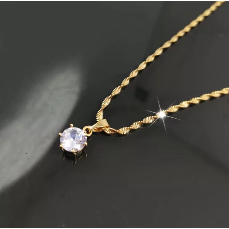 Kalung bursalino model melintir Titanium kalung liontin mata satu anti karat