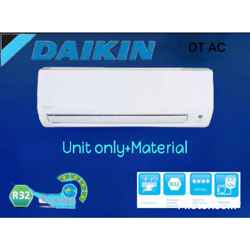 AC Daikin 1/2Pk Flash Inverter Thailand Unit Only FTKQ15UVM4+MATERIAL