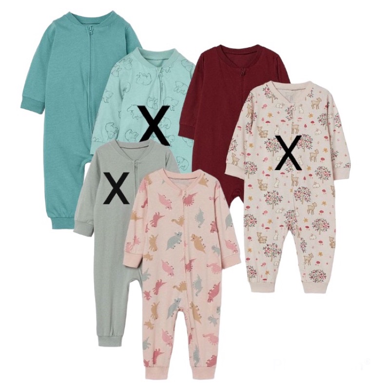 Sleepsuit anak size NB-2y sleepsuit HM baju terusan