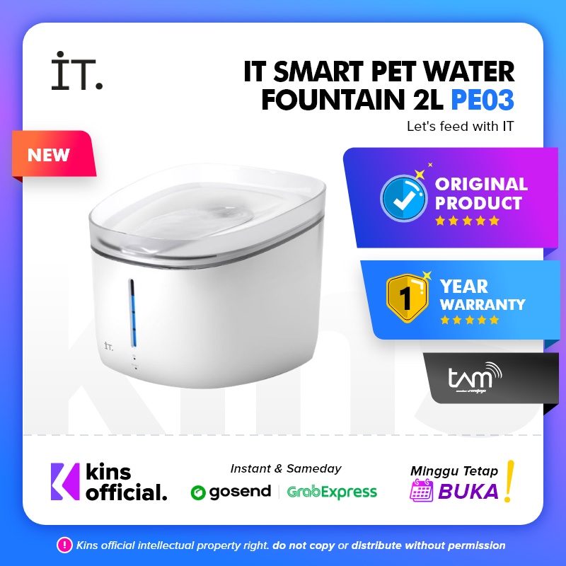 IT Smart Wifi Water Dispenser Fountain P03 Anjing Kucing - 2L Putih