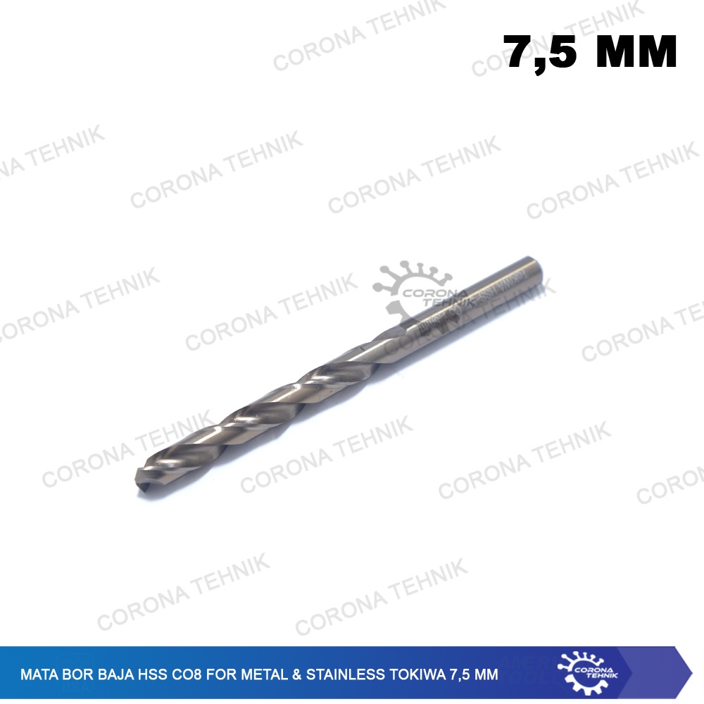 7,5 mm - Mata Bor Baja HSS Co8 For Metal &amp; Stainless Tokiwa