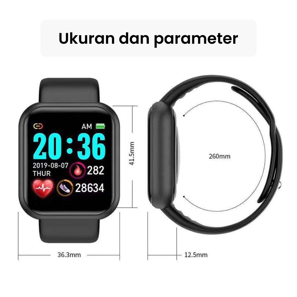 Jam Tangan Pintar Smartwatch Y68 Fitur Olahraga dan Kesehatan Fitnes Tracker