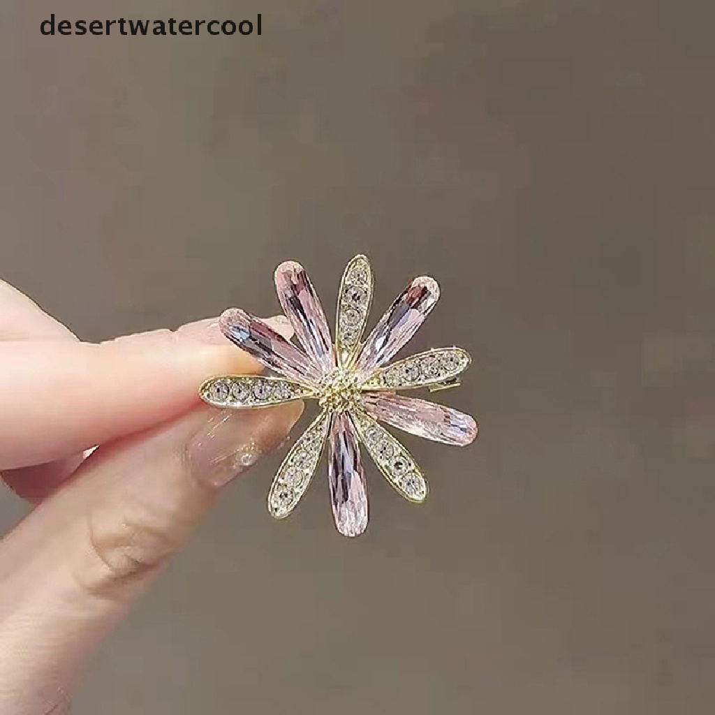 Deid Korea Kristal Kaca Bunga Daisy Bros Perempuan Sederhana Bros Jas Mantel Aksesoris Perhiasan Pernikahan Kasual Broche Hadiah Anti Slip Pin Untuk Jas Martijn