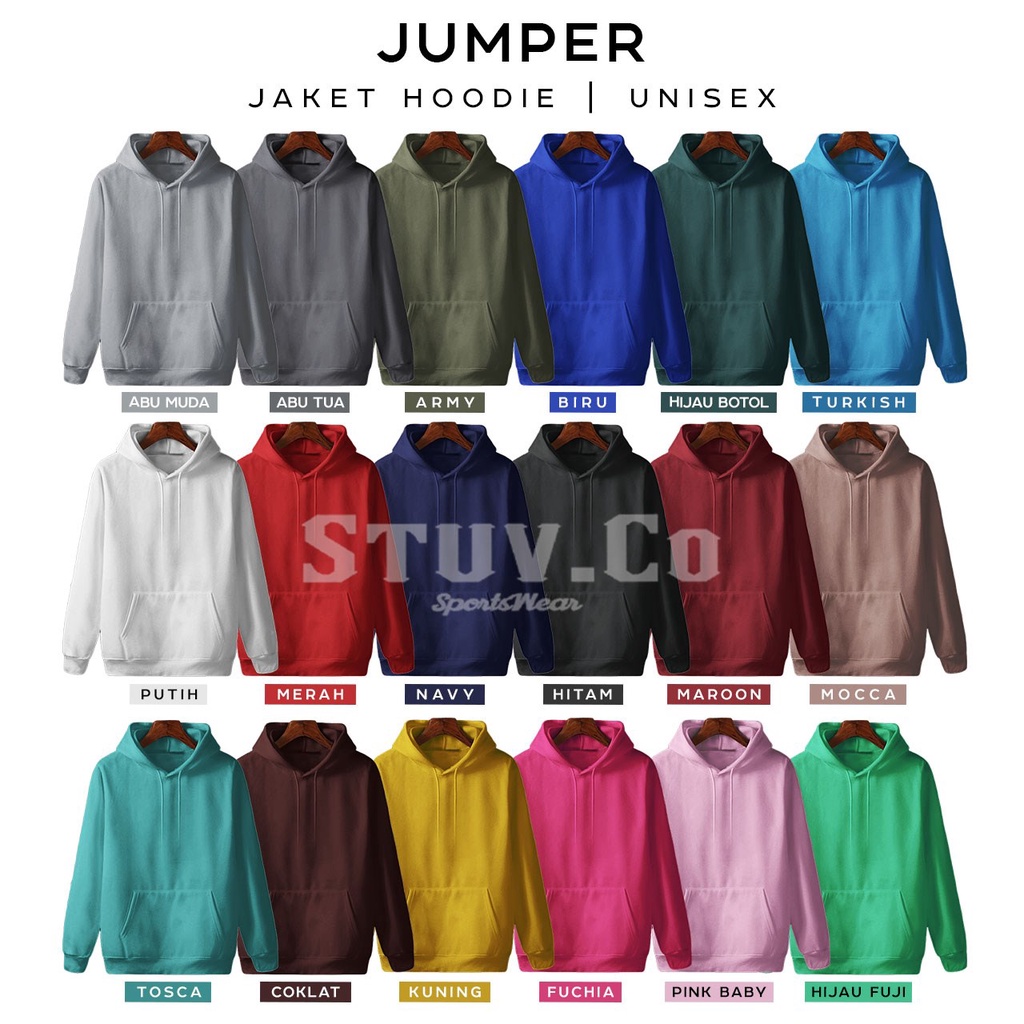 SWEATER POLOS HOODIE JUMPER FULL WARNA UNISEX TERMURAH KEREN