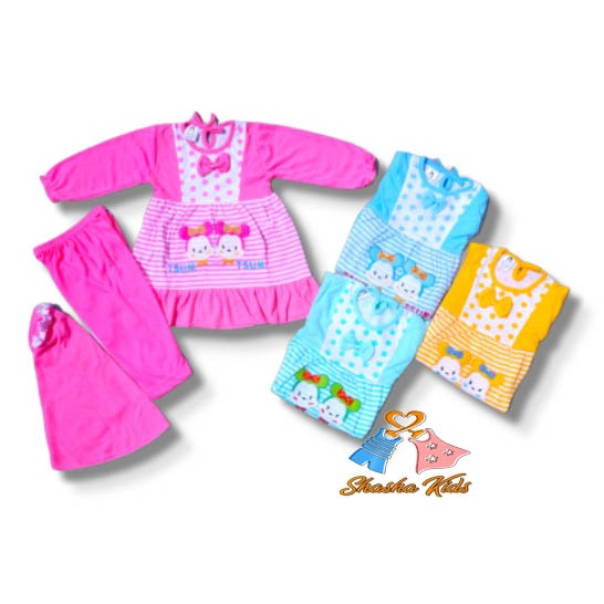 [Y 06]  Pakaian Muslim anak perempuan + hijab usia 9-18 bln