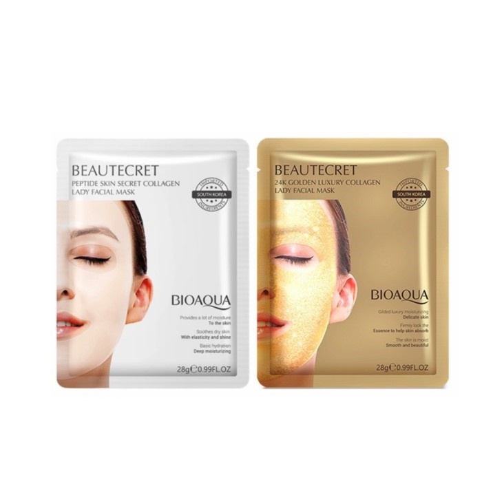 【Grosir】BIOAQUA masker sheet mask 24K Golden Luxury /Peptide Skin