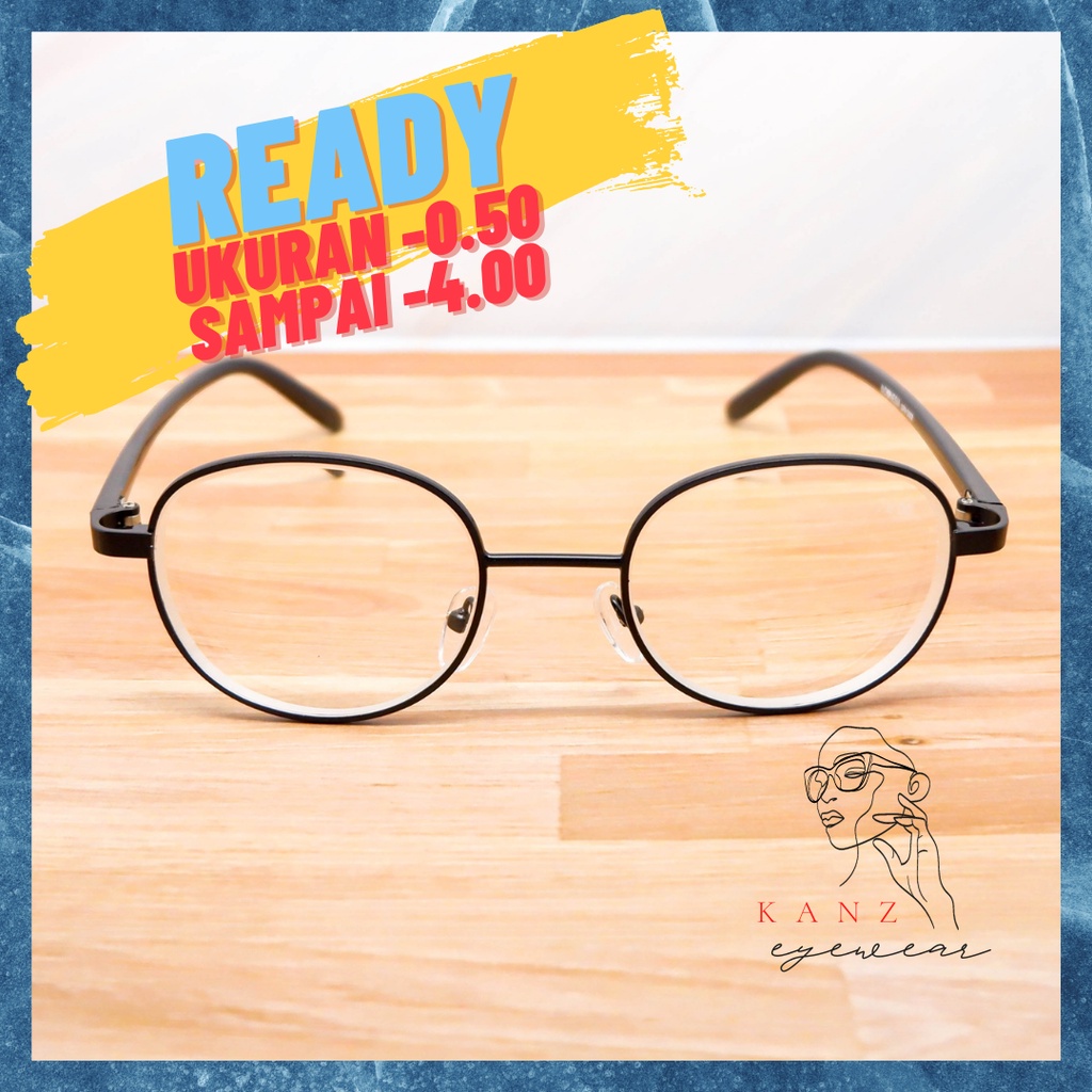 Kacamata Kecil Minus Pria Wanita Frame Besi Bulat Retro Frame Tipis Oval Sport Untuk Wajah Bulat