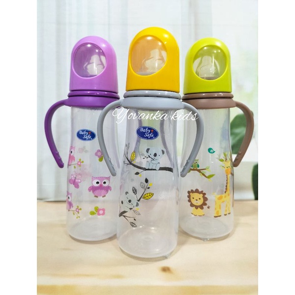 Botol Susu Berkualitas Baby Safe Dengan Pegangan/Karakter Lucu 250 Ml BPA Free  Dengan Standar Eropa JP 005