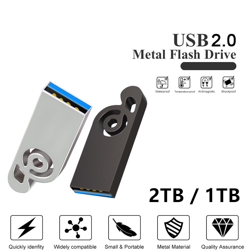 Usb 2.0 Metal Flashdisk Kecepatan Tinggi 2TB Mini U Disk 2TB Gaya Baru Pen Drive