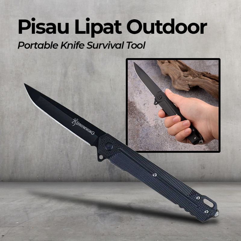 BROWNING Pisau Lipat Camping Outdoor Portable Knife Survival Tool