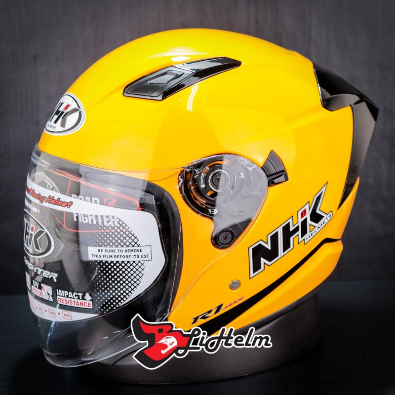 NHK HELM R1 MAX SOLID YELLOW | R-1 Half face - Double visor