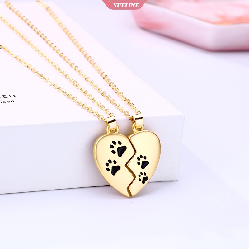 Kalung Liontin Cinta Jejak Kaki Kecil Yang Lucu Pasangan BFF Hadiah Teman Baik Perhiasan pendant necklace [ZXL]
