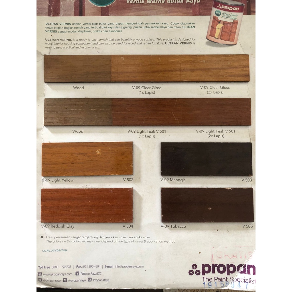 Propan Ultran Vernish V-09 Untuk Kayu Plitur Politur Kayu
