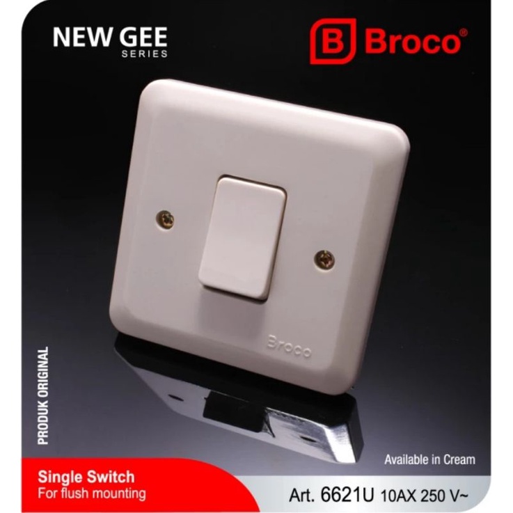 SAKLAR ENGKEL INBOW BROCO NEW GEE Single Switch 6621U 10A 250V