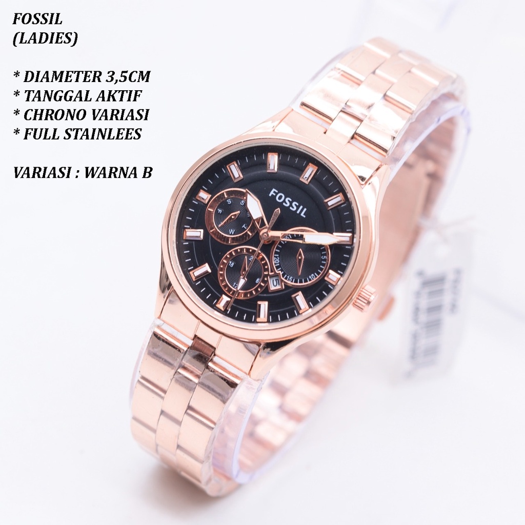 (BISA COD) JAM TANGAN WANITA FASHION HB0188 FULL STAINLEES TANGGAL AKTIF CHRONO OFF