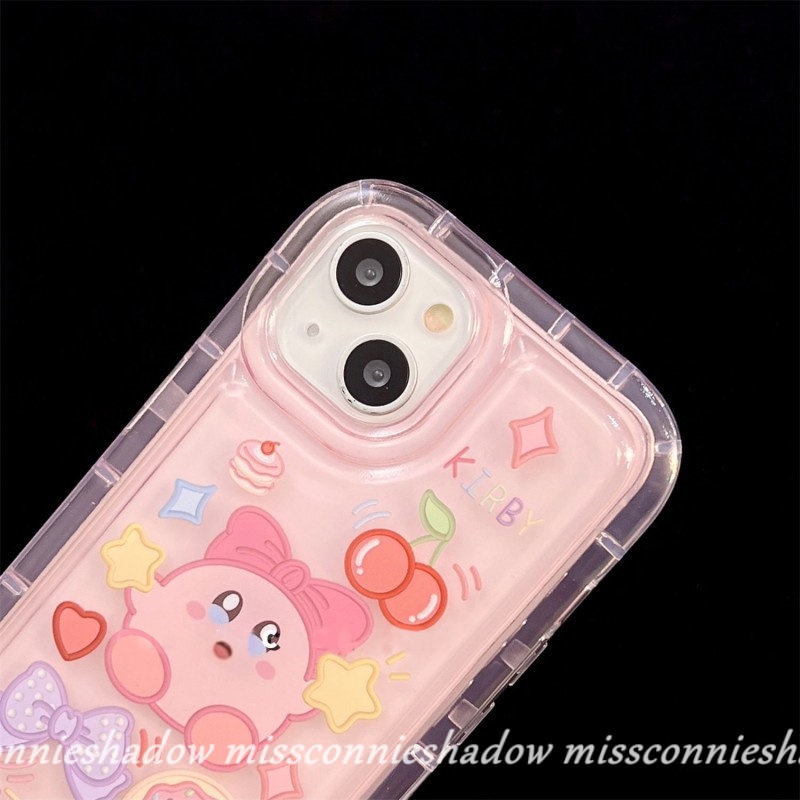 IPHONE Cute Disney Strawberry Bear Losto Case Kompatibel Untuk Iphone11 Pro Max7 8 6 6S Plus XR 13 12 14 Pro MAX X XS MAX Kartun Kirby Cherry Candy Shockproof Airbag Lembut TPU Phone Cover