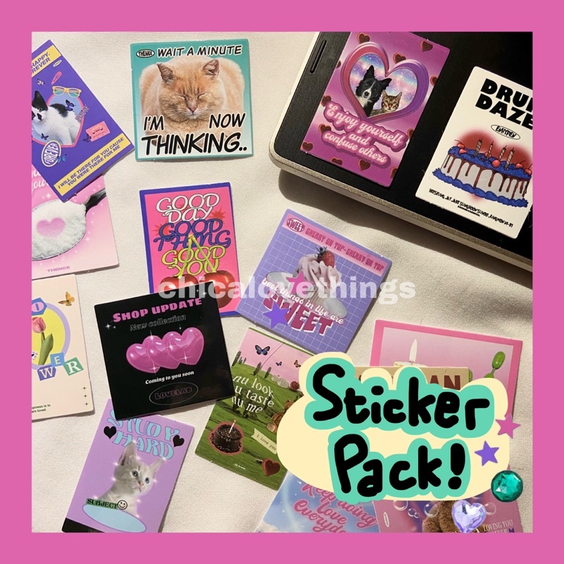 Korean sticker pack (8pcs random) | Stiker lucu dekorasi korea aesthetic thence y2k kidcore