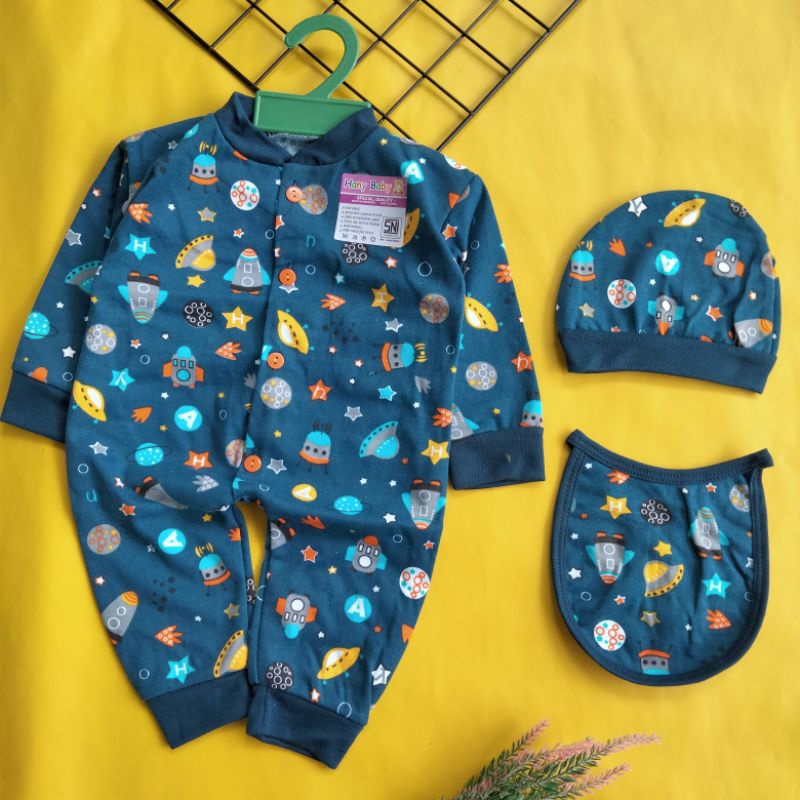 jumper set topi slabber bayi printing newborn 0-3 bulan free hanger