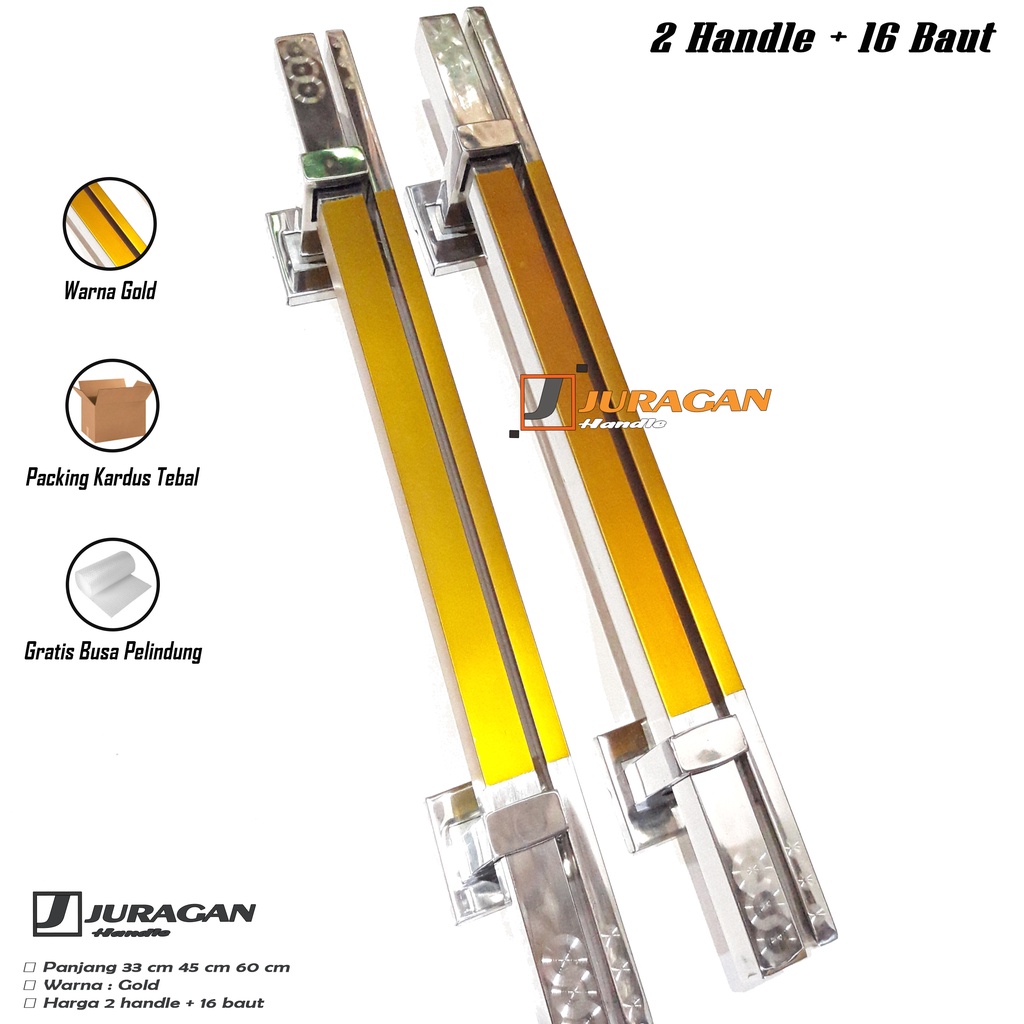 gagang pintu 2 handle pintu 60 cm hendel kamar tarikan pintu minimalis twin gold tebal asli stenlis