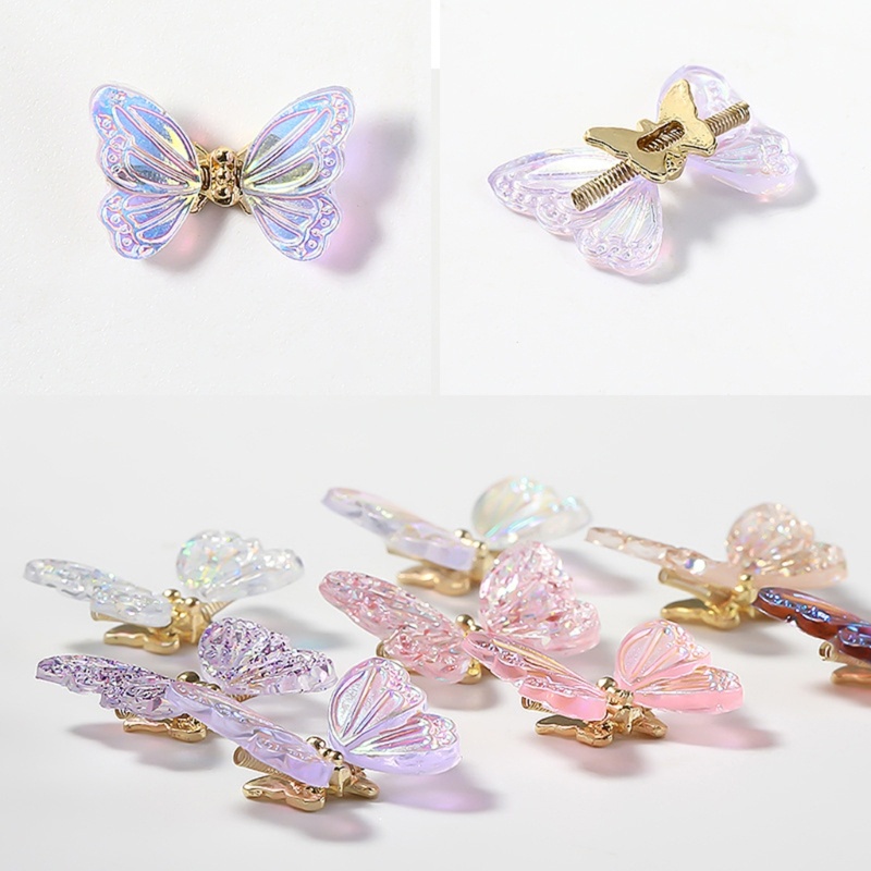 Sa 2PCS Glitter Sequin 3D Butterfly Nails Rhinestones Perhiasan DIY Bagian Profesional Nail Art Manicure Dekorasi