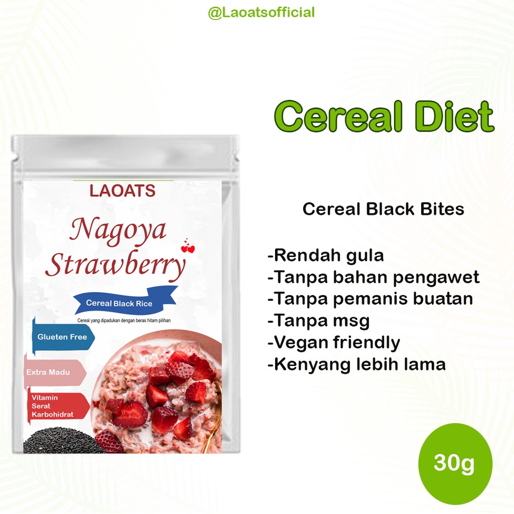 

Sereal Diet Pelangsing Penurun Berat Badan Rolled Oat Almond Milk Chia Seed Oatmeal Rendah Gula Beras Hitam Nagoya Strawberry Laoats (30g)