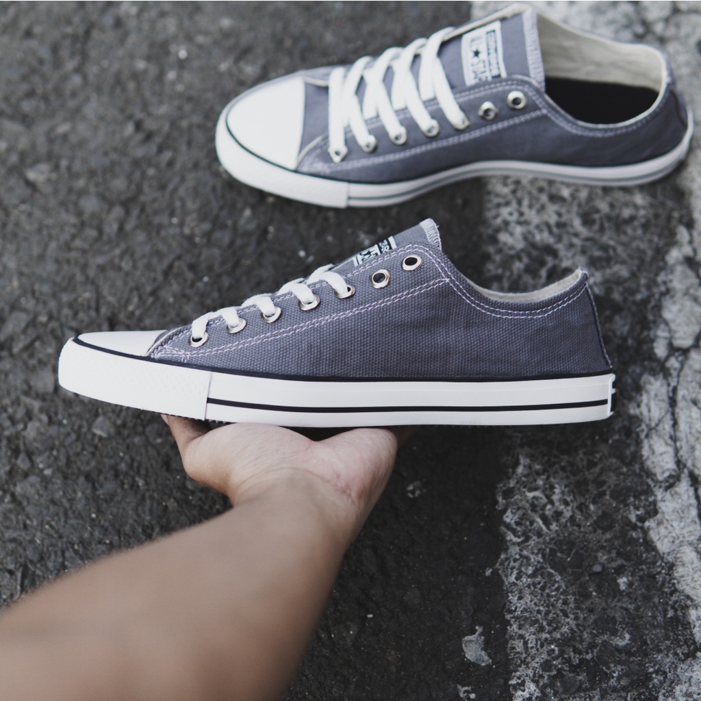 ( BISA COD ) Sepatu converse pendek all star Abu low tali untuk sekolah cowo cewe tanpa box