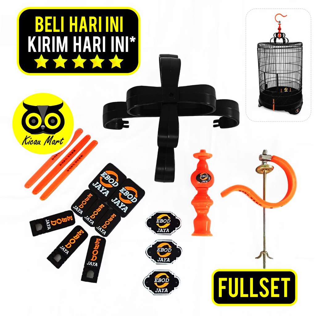 Ebod Jaya Fullset Aksesoris Sangkar Kandang Burung Murai Mahkota Gantungan Pion Variasi Stoper Emblem Klem Tebok Logo Ebod Jaya Original