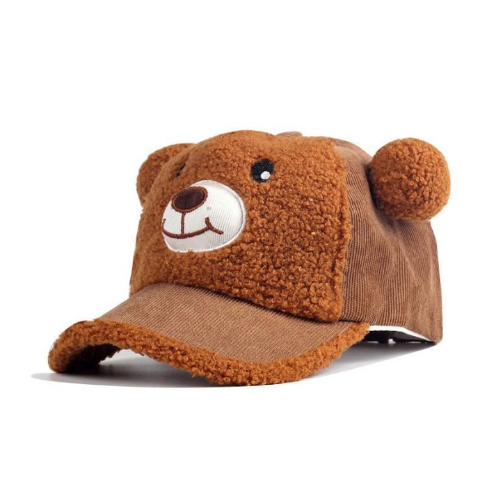 Terbaru Topi Anak Balita Import Beruang Telinga Pompom Bunyi Kerincing Rattle