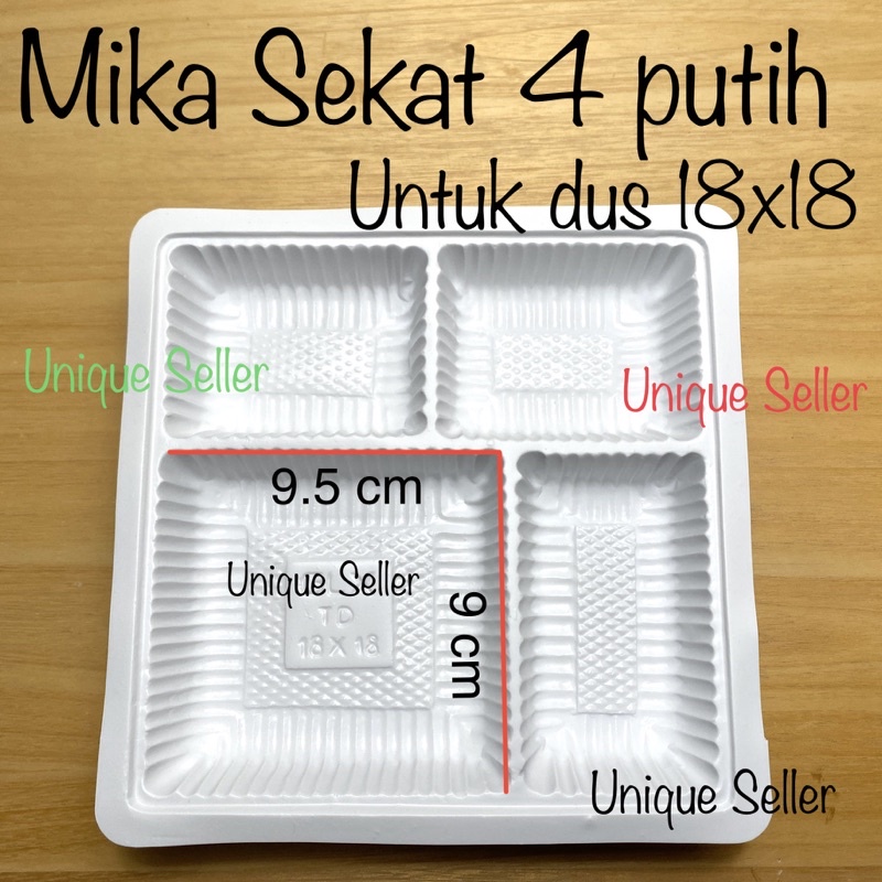 [50 pcs] Mika Sekat 4 Warna Putih untuk dus nasi 18x18 uk 18 isi 50 pcs / Mikat Sekat 4 Putih untuk dus 18 x 18