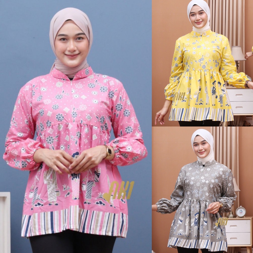 Baju Batik Wanita Modern M L XL XXL Jumbo Atasan Batik Kerja Wanita Kantor Blouse Batik 3L 4L 5L Seragam Batik Modern