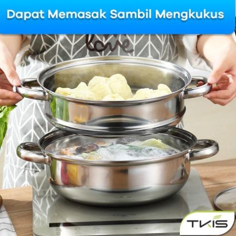 EKSKLUSIF BELI 3 FREE MINI GOLD [PROMO TERMURAH] Dandang Steamer Panci Kukus Stainless 28Cm / Steame