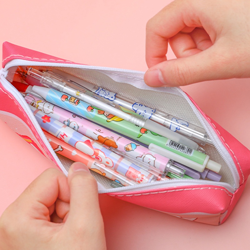 Tas Pensil Ritsleting Teks Inspiratif Sederhana Siswa Portabel Tahan Air PU Pen Bag