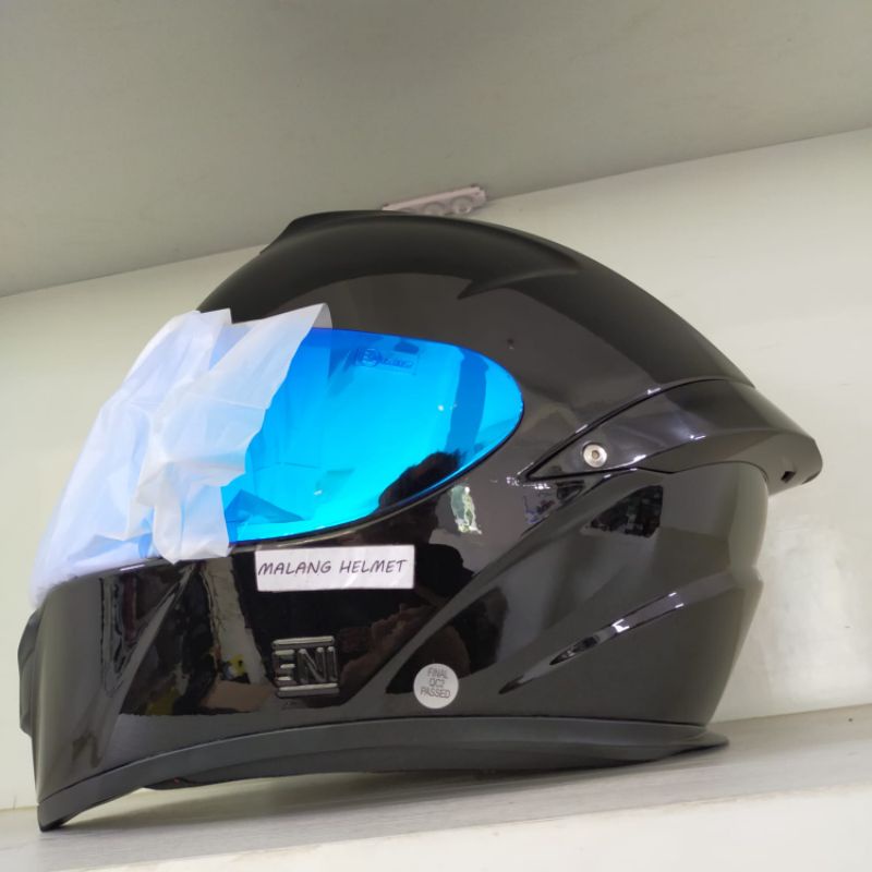 Helm SNAIL FFS 2 Solid Black Glossy Visor Blue