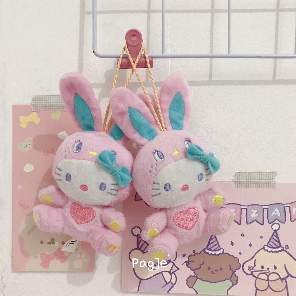 Hello Kitty Colorful Bunny Strawberry Milk MCd x Sanrio Characters Pink  [Preloved] - Plush Doll Bon