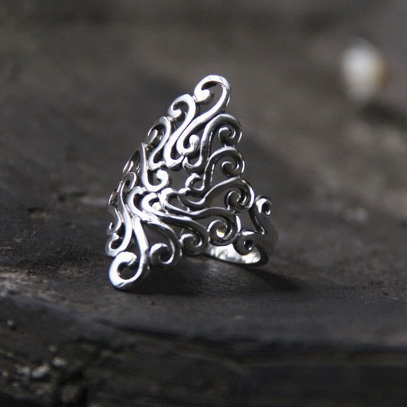 Cincin Hollow Motif Sterling Silver925 Untuk Wanita Fashion Pernikahan Pertunangan Pesta Hadiah